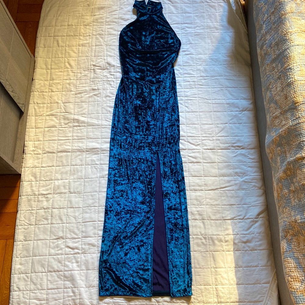H&M Stretch Velvet Green Maxi Dress